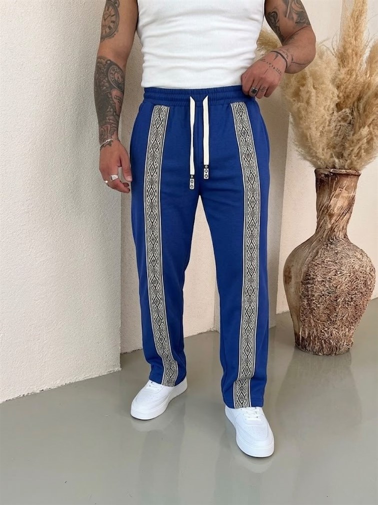 Baggy Etnik Desen Eşofman Lacivert