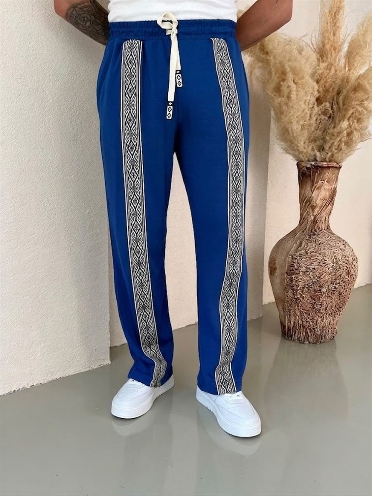 Baggy Etnik Desen Eşofman Lacivert