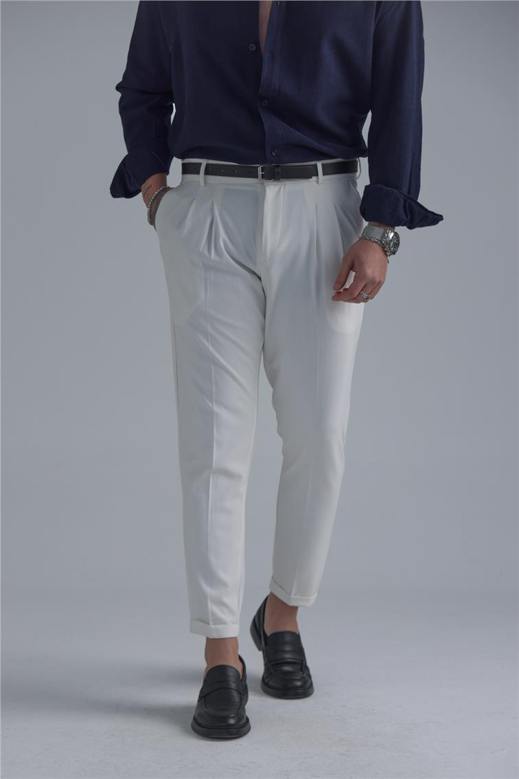 Basic Klasik Kalem Pantolon Beyaz