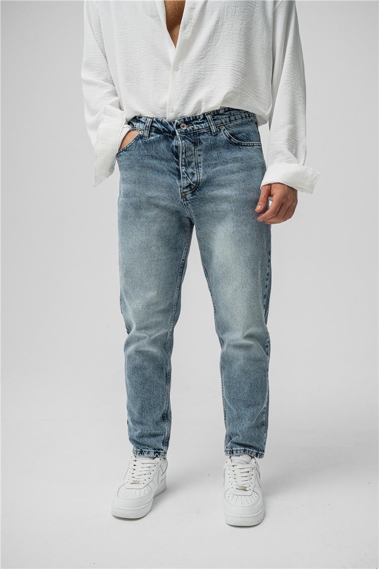 Basıc Mom Jean Yıkamalı Mavi