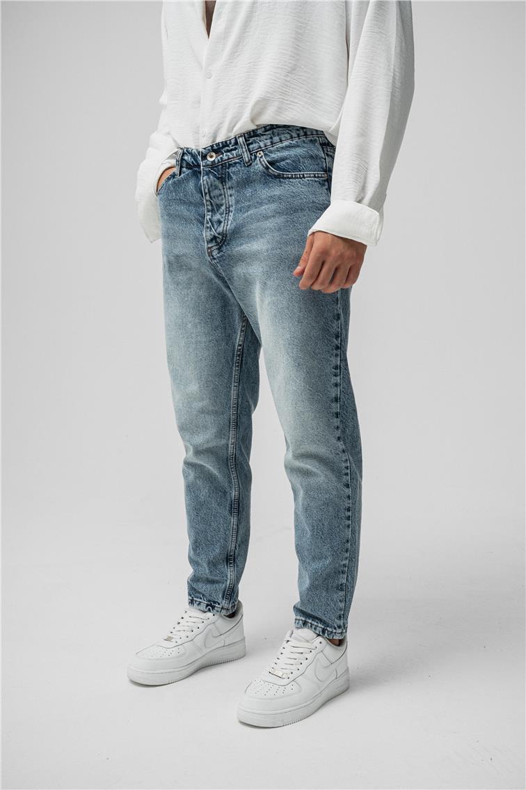 Basıc Mom Jean Yıkamalı Mavi