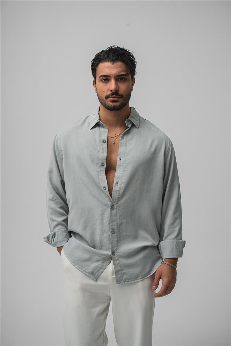 Basic Oversize Gömlek Açık Mavi