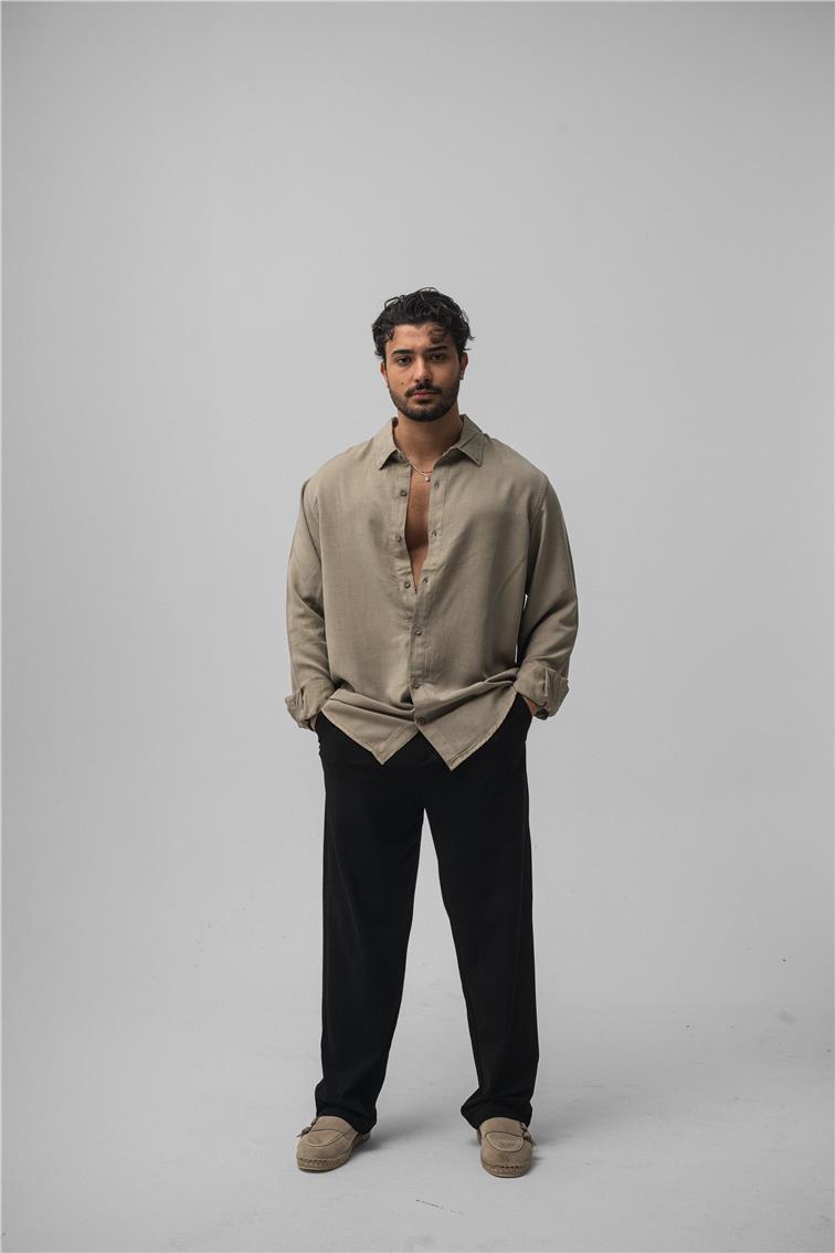 Basic Oversize Gömlek Bej