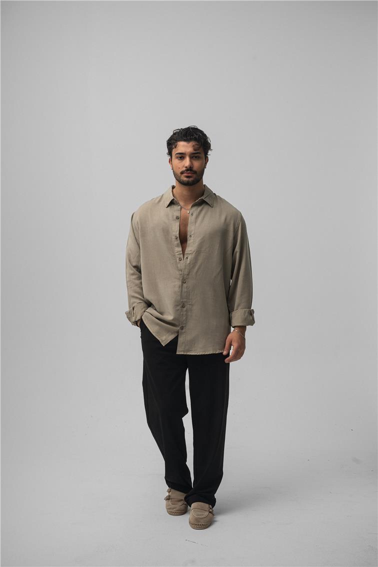 Basic Oversize Gömlek Bej