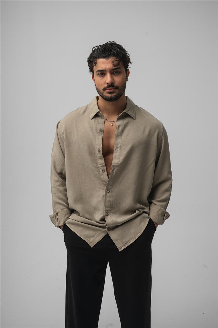 Basic Oversize Gömlek Bej