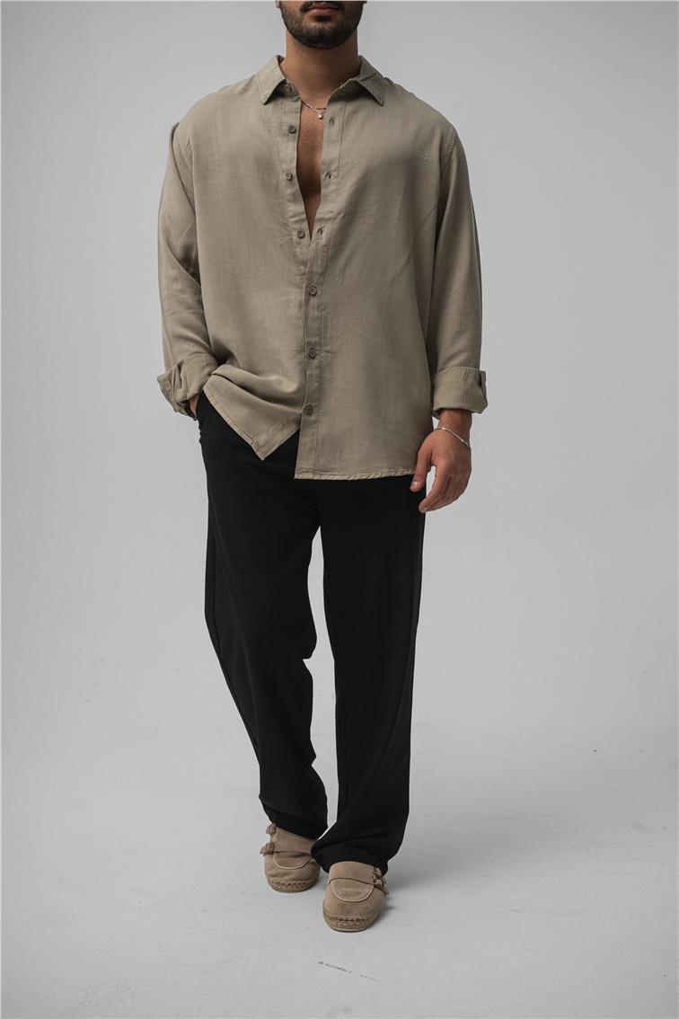 Basic Oversize Gömlek Bej