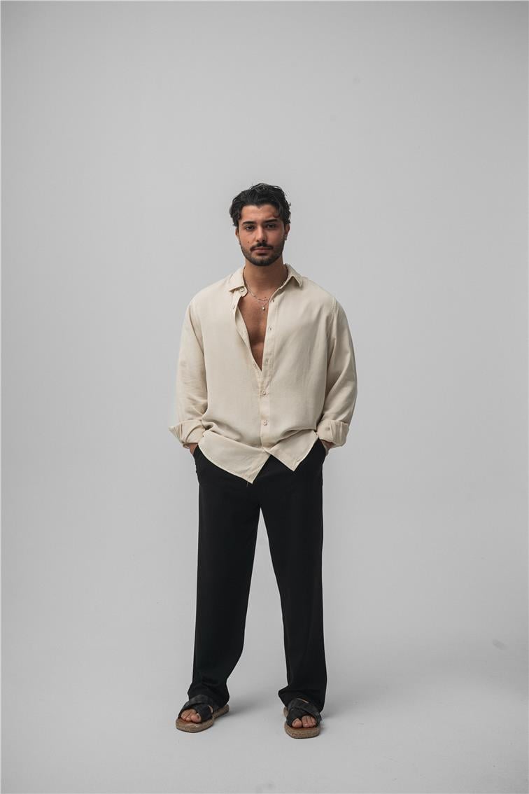 Basic Oversize Gömlek Krem