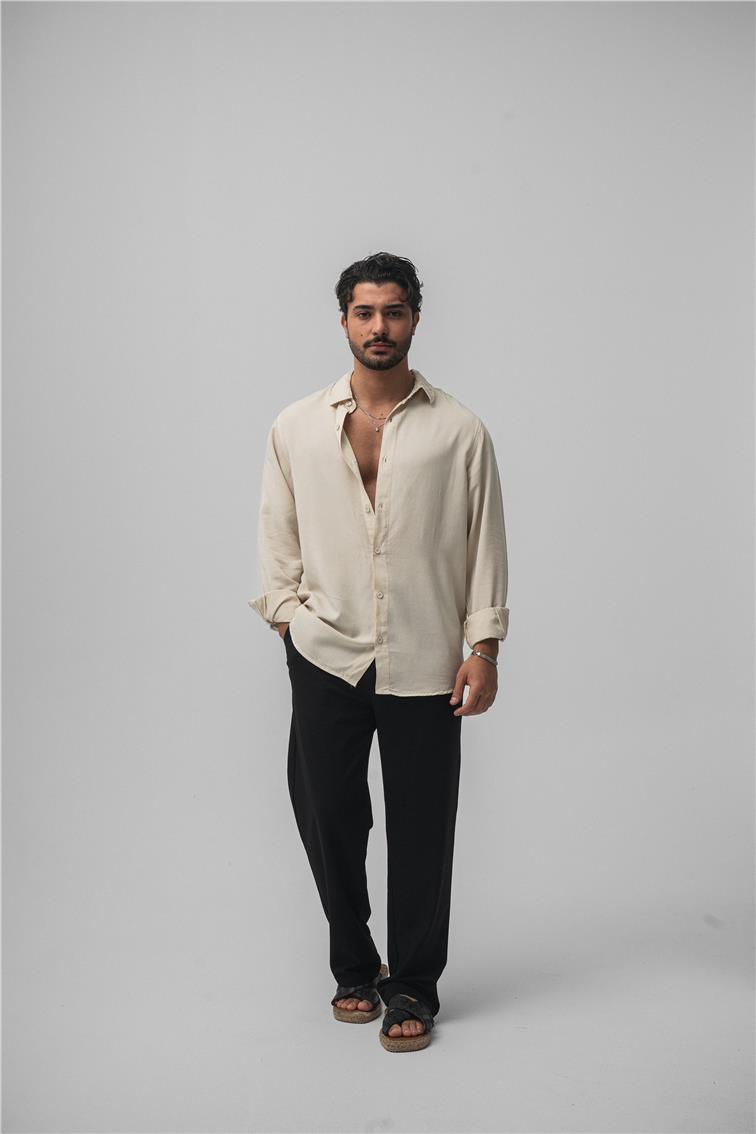 Basic Oversize Gömlek Krem