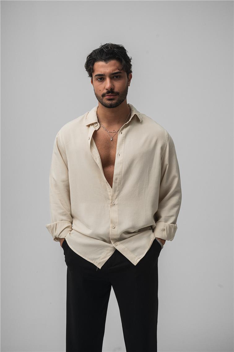 Basic Oversize Gömlek Krem