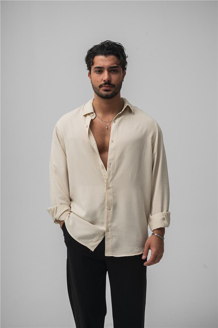 Basic Oversize Gömlek Krem