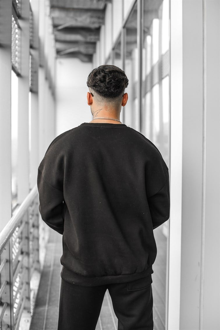 Basic Oversize Unisex Sweatshirt Siyah