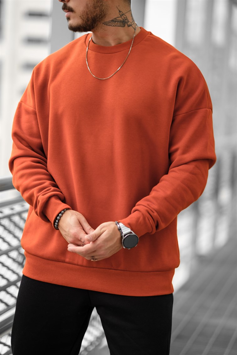 Basic Oversize Unisex Sweatshirt Kiremit