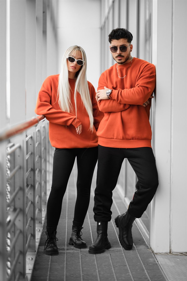Basic Oversize Unisex Sweatshirt Kiremit