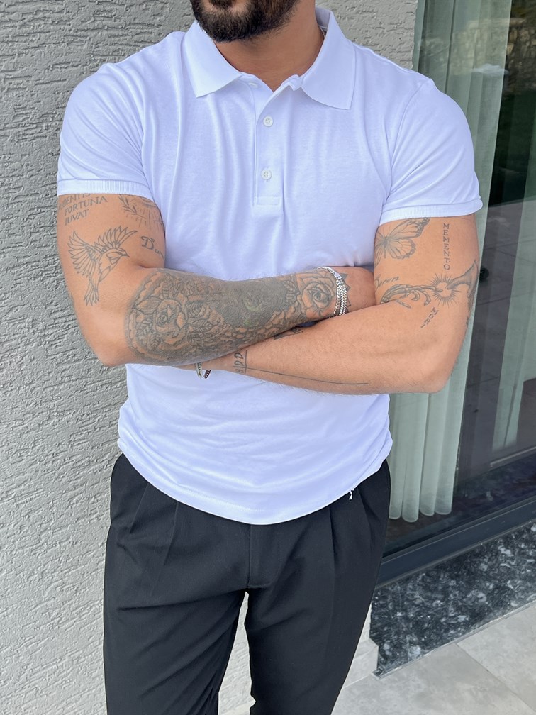 Basic Polo Yaka Tshirt Beyaz