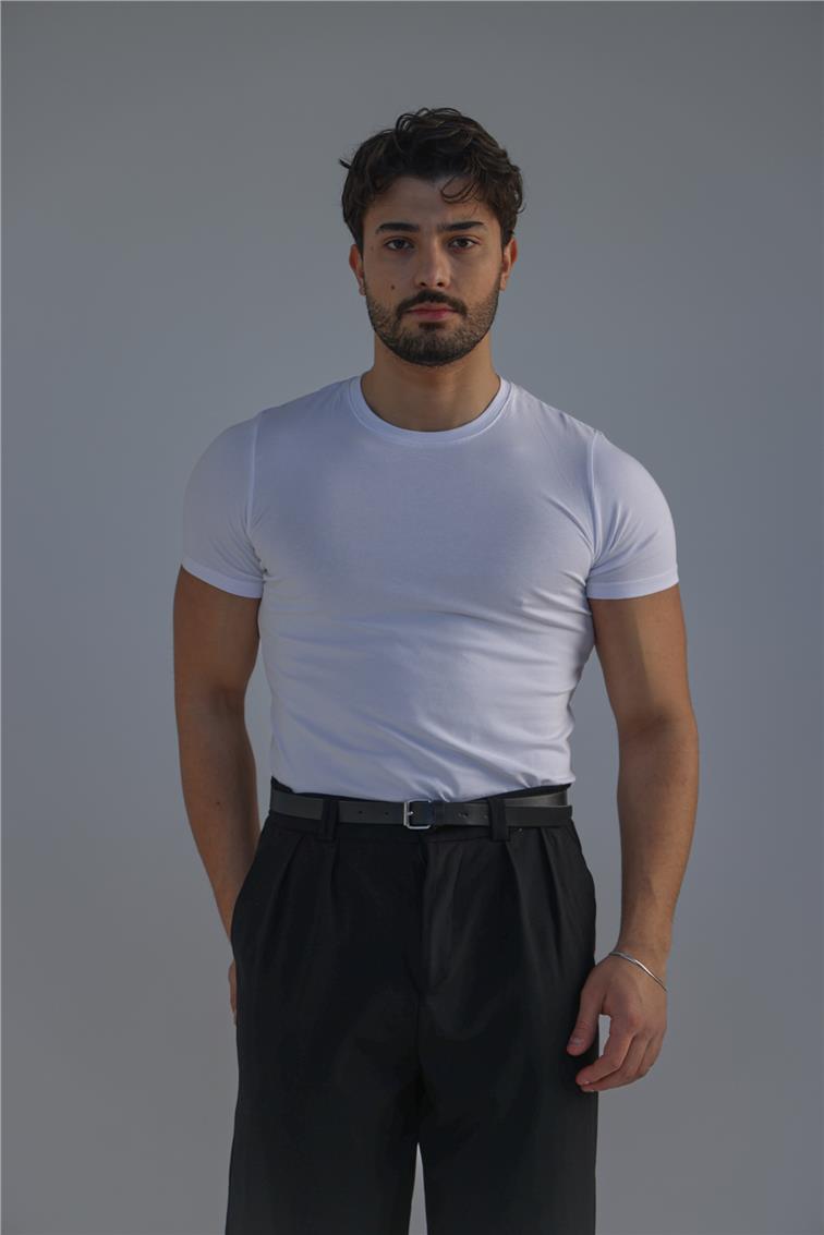Basic Slim Fit T-Shirt Beyaz