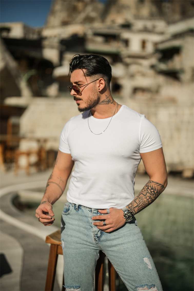 Basic Slim Fit Tshirt Beyaz