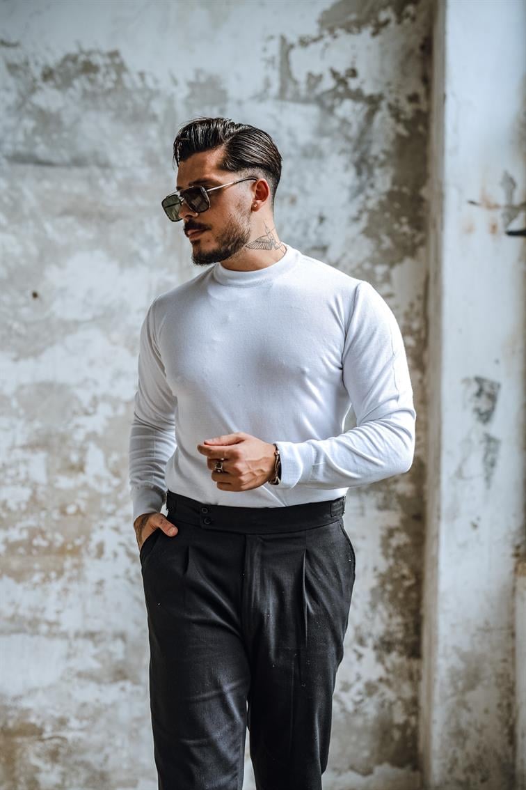 Basic Triko Kazak Beyaz