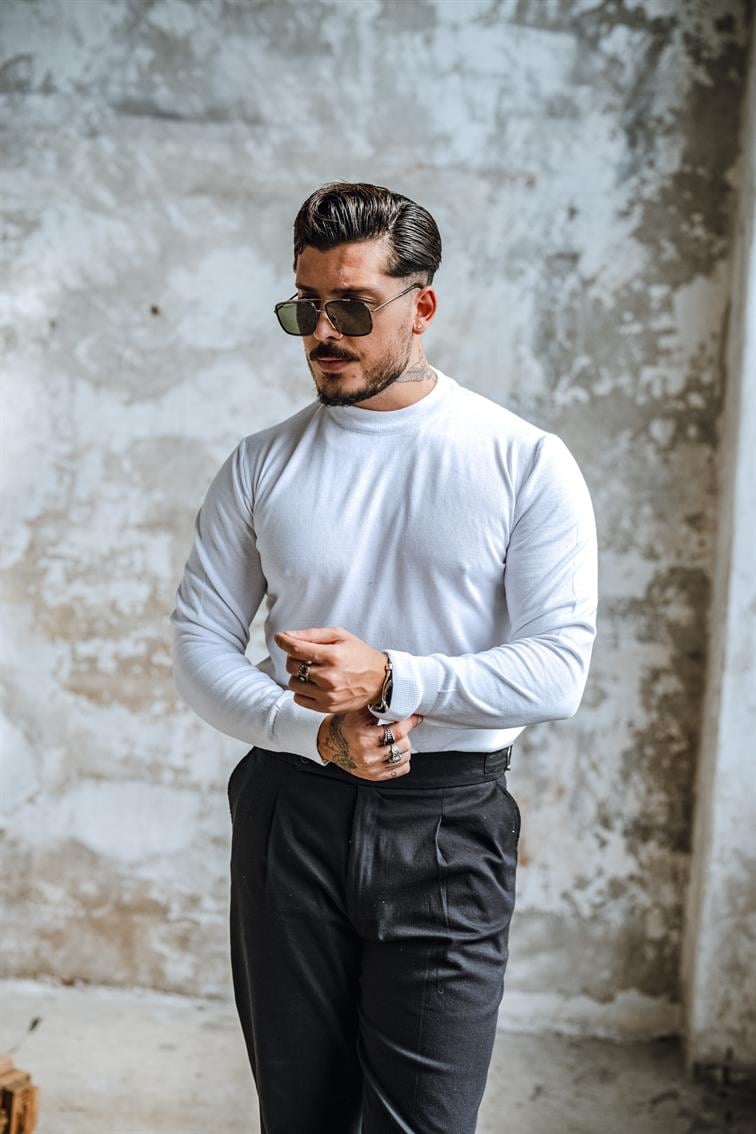 Basic Triko Kazak Beyaz