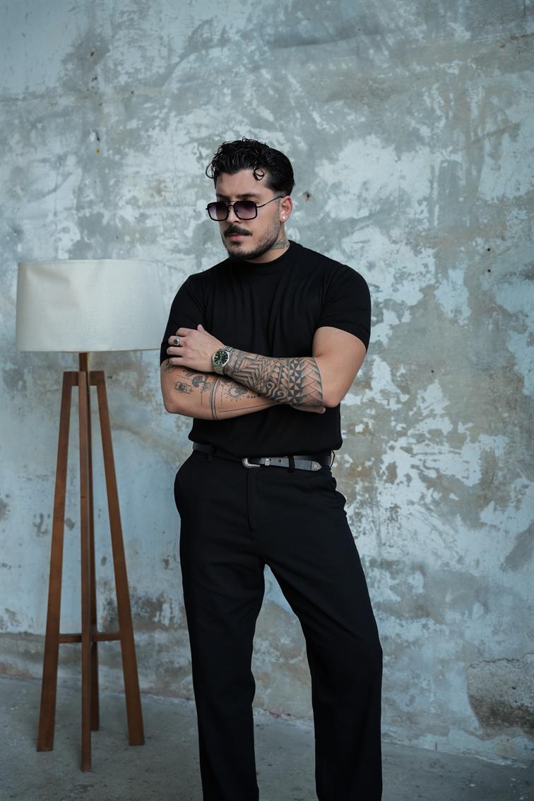 Basic Triko Kısa Kol  Tshirt Siyah