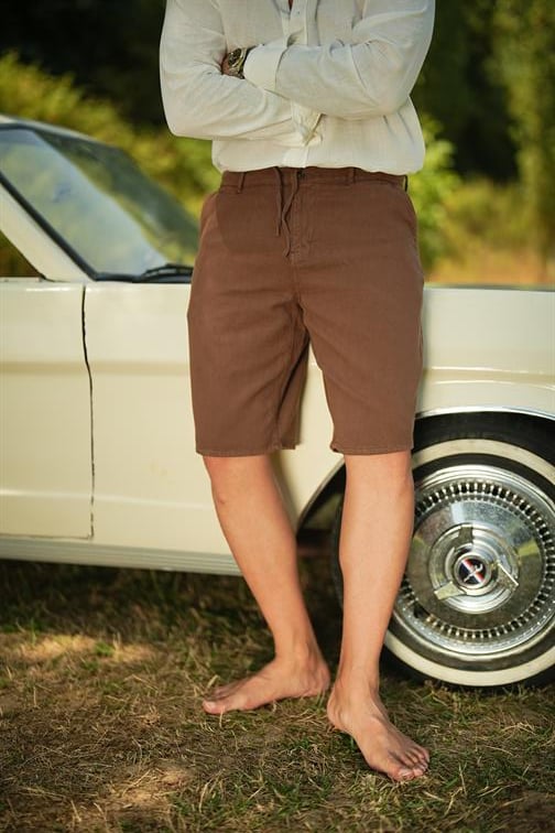 Bermuda Bol Kalıp Şort Kahve