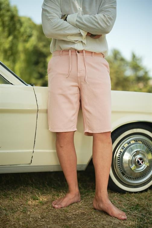 Bermuda Bol Kalıp Şort Somon