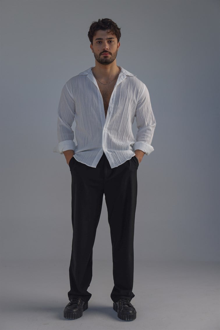 Bürümcük Normal Kalıp Gömlek Beyaz