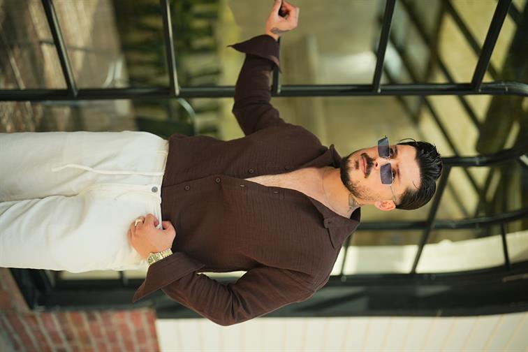 Cepsiz Müslin Oversize Gömlek Kahve