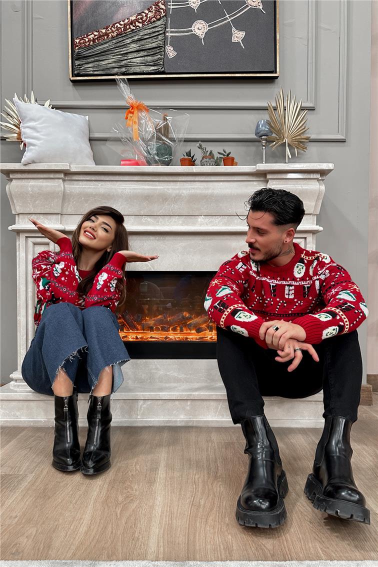 Christmas Unisex Kazak Model 1 Erkek Kırmızı