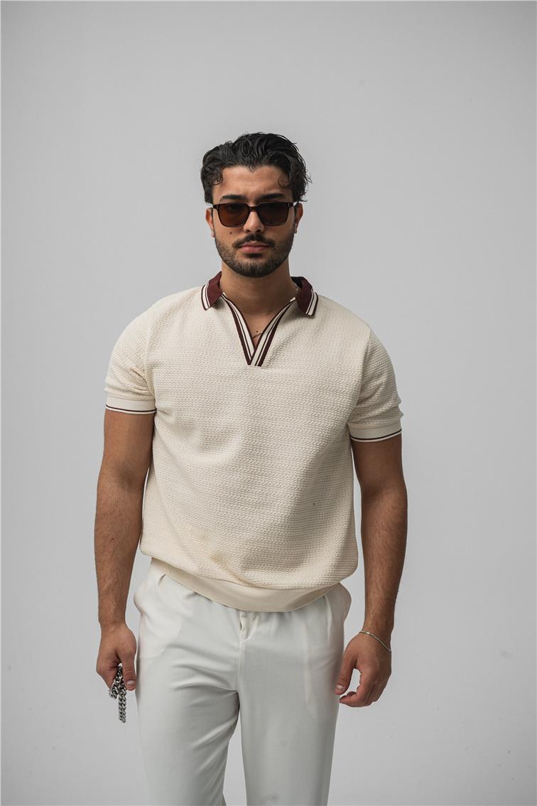Çizgili Polo Yaka Bordo