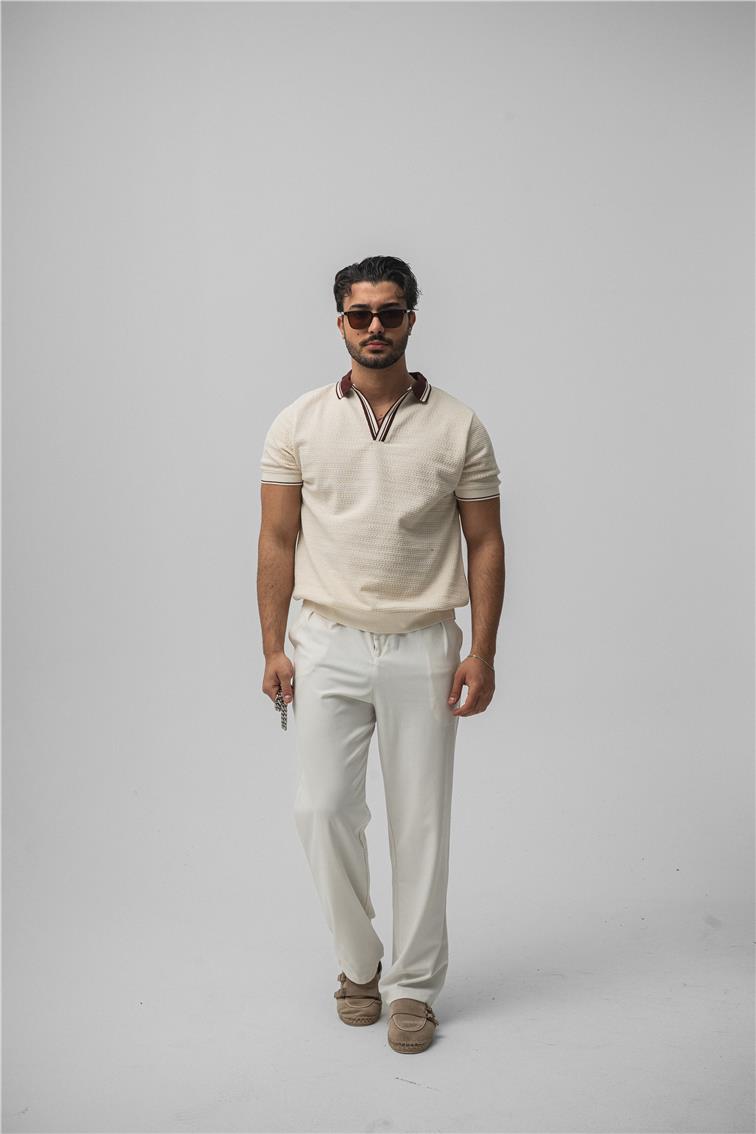 Çizgili Polo Yaka Bordo