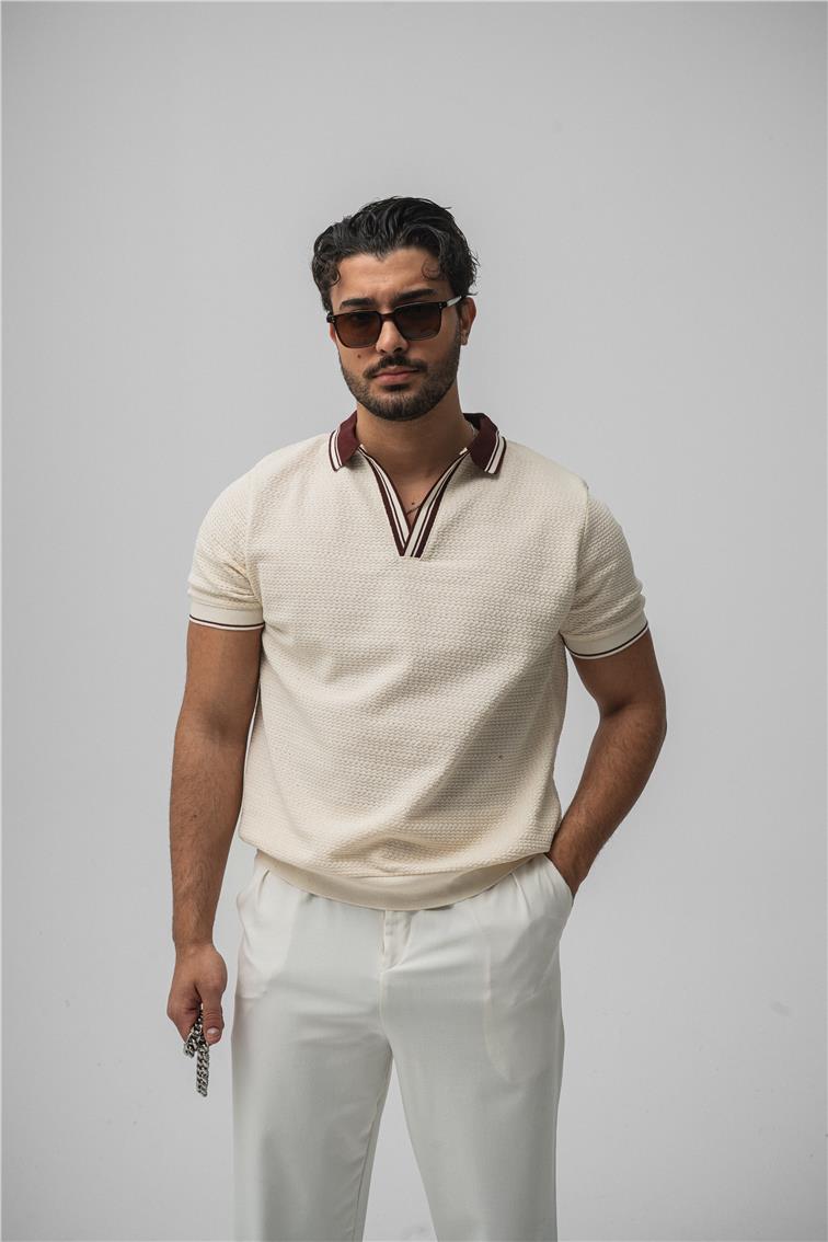 Çizgili Polo Yaka Bordo