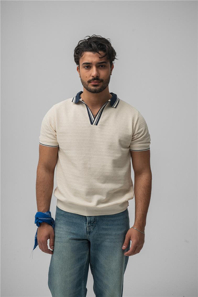 Çizgili Polo Yaka Lacivert