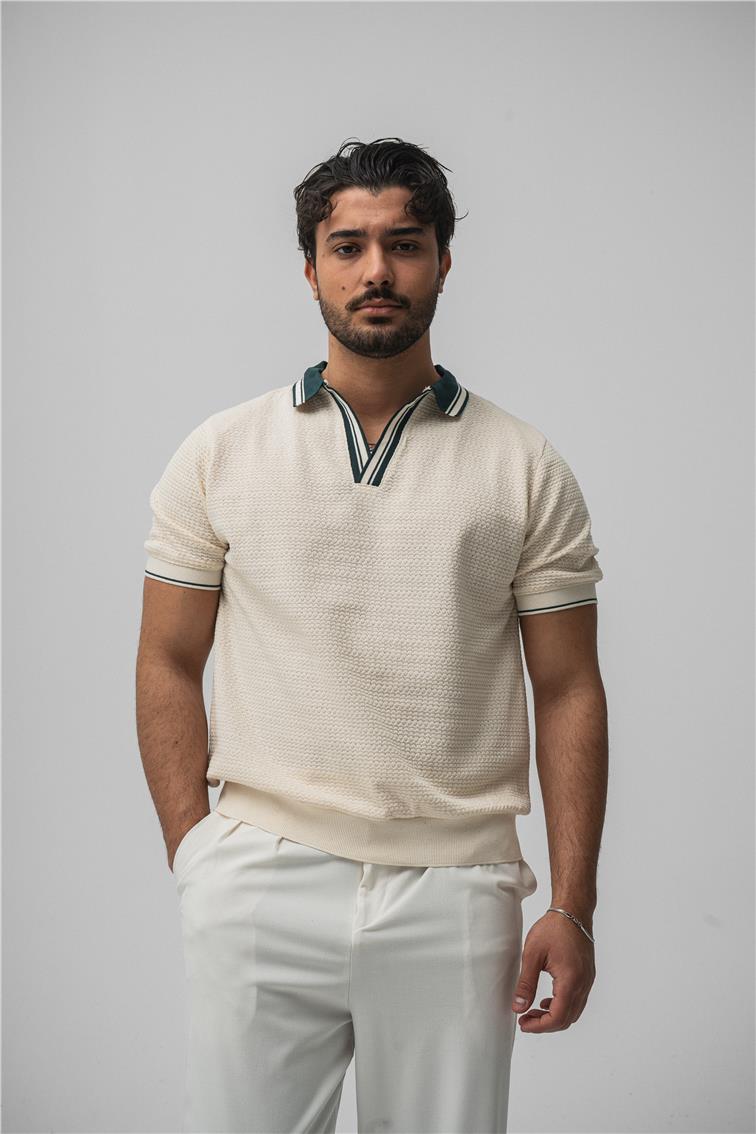 Çizgili Polo Yaka Yeşil