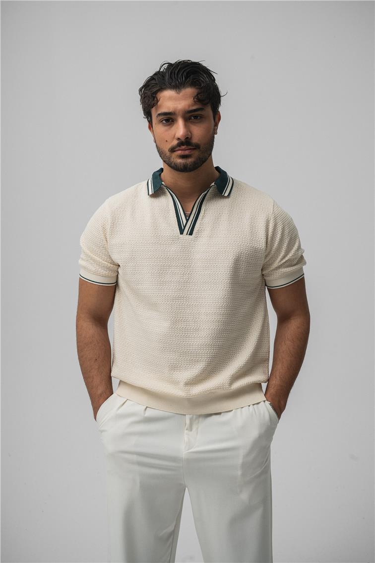 Çizgili Polo Yaka Yeşil