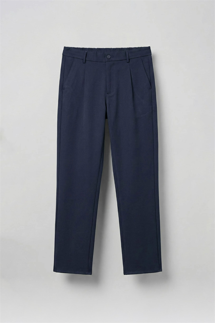 Classic Wide Pleated Baggy Pantolon Lacivert