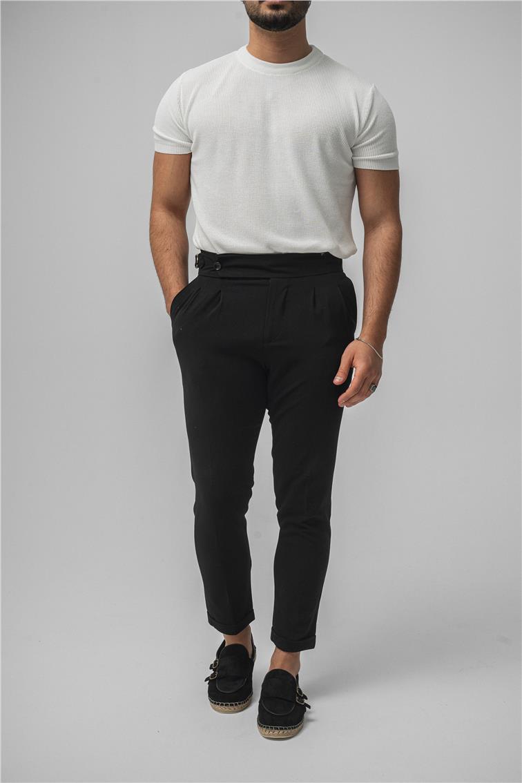 Dar Kalıp Örme T-Shirt Beyaz