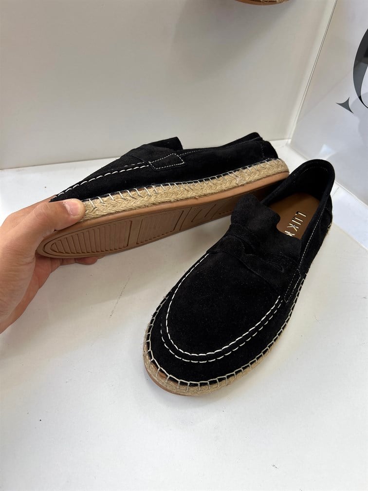 Deri Espadril Ayakkabı Siyah