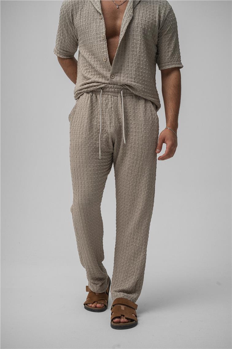 Dokulu Kumaş Baggy Pant. Gri