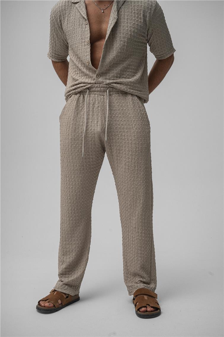 Dokulu Kumaş Baggy Pant. Gri