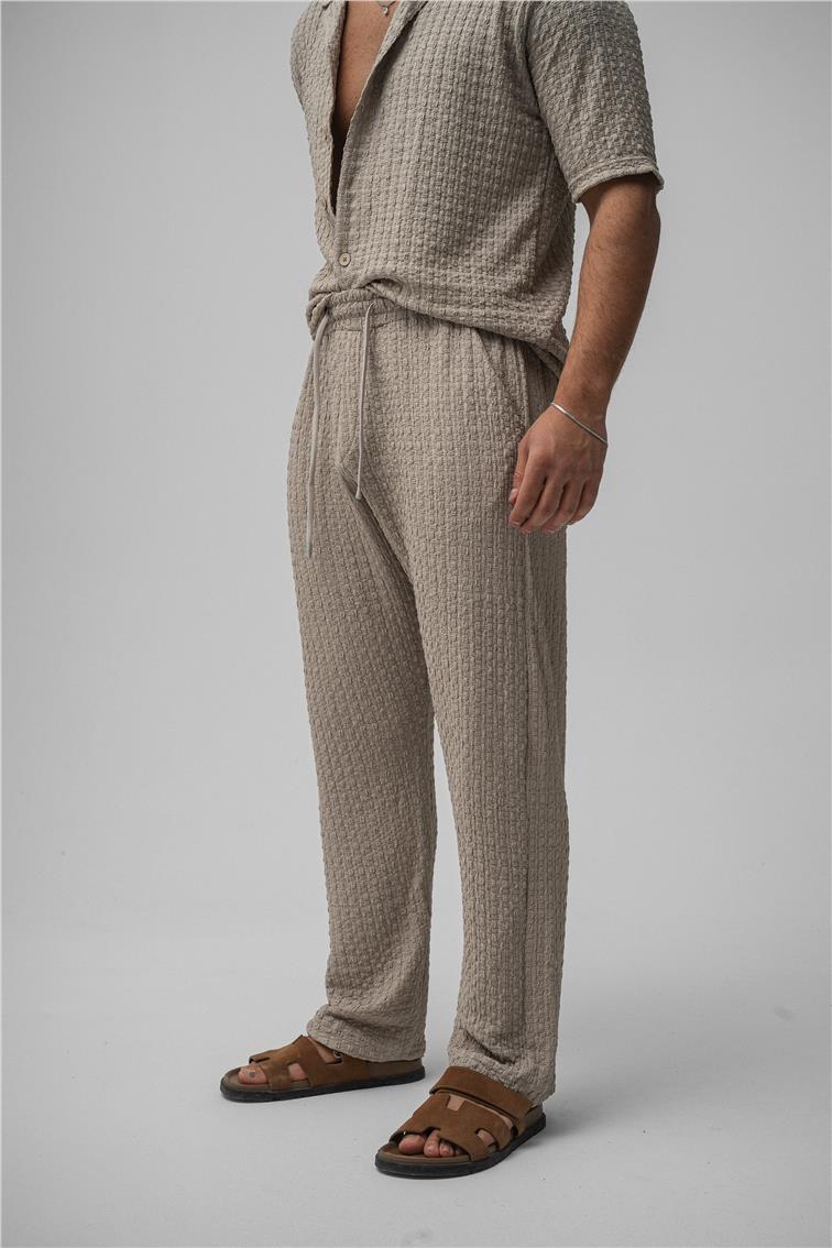 Dokulu Kumaş Baggy Pant. Gri