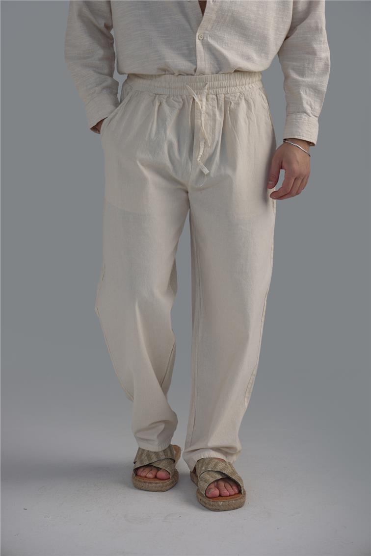 Dökümlü Baggy Pant. Ekru