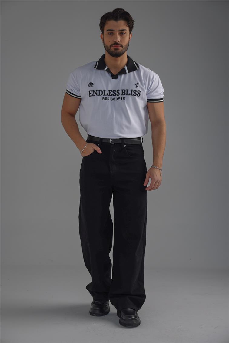 ENDLESS Polo Yaka T-Shirt Beyaz