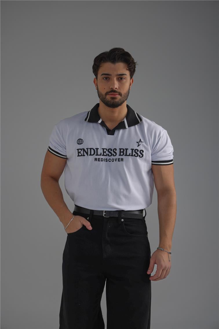 ENDLESS Polo Yaka T-Shirt Beyaz