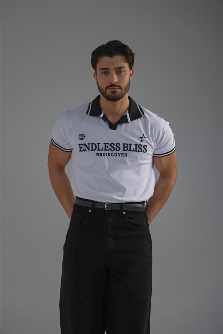 ENDLESS Polo Yaka T-Shirt Beyaz