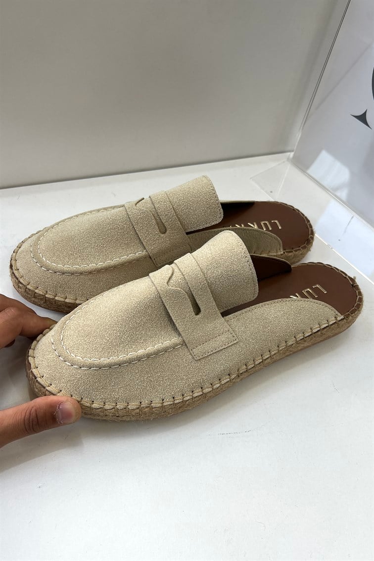 Espadril Kapalı Terlik Krem