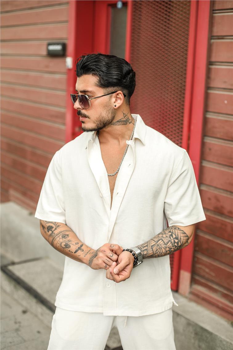 Fakir Kol Basic Oversize Gömlek Ekru