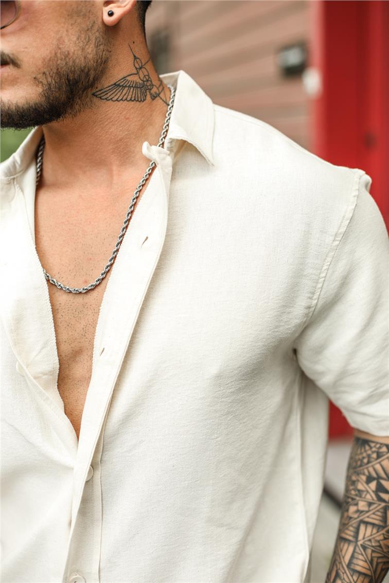 Fakir Kol Basic Oversize Gömlek Ekru