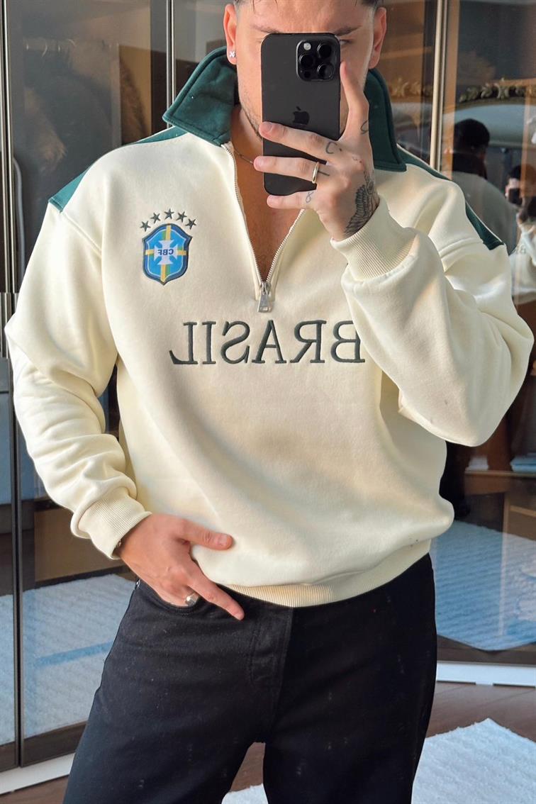 Fermuarlı Milli Takım Sweatshirt Sarı