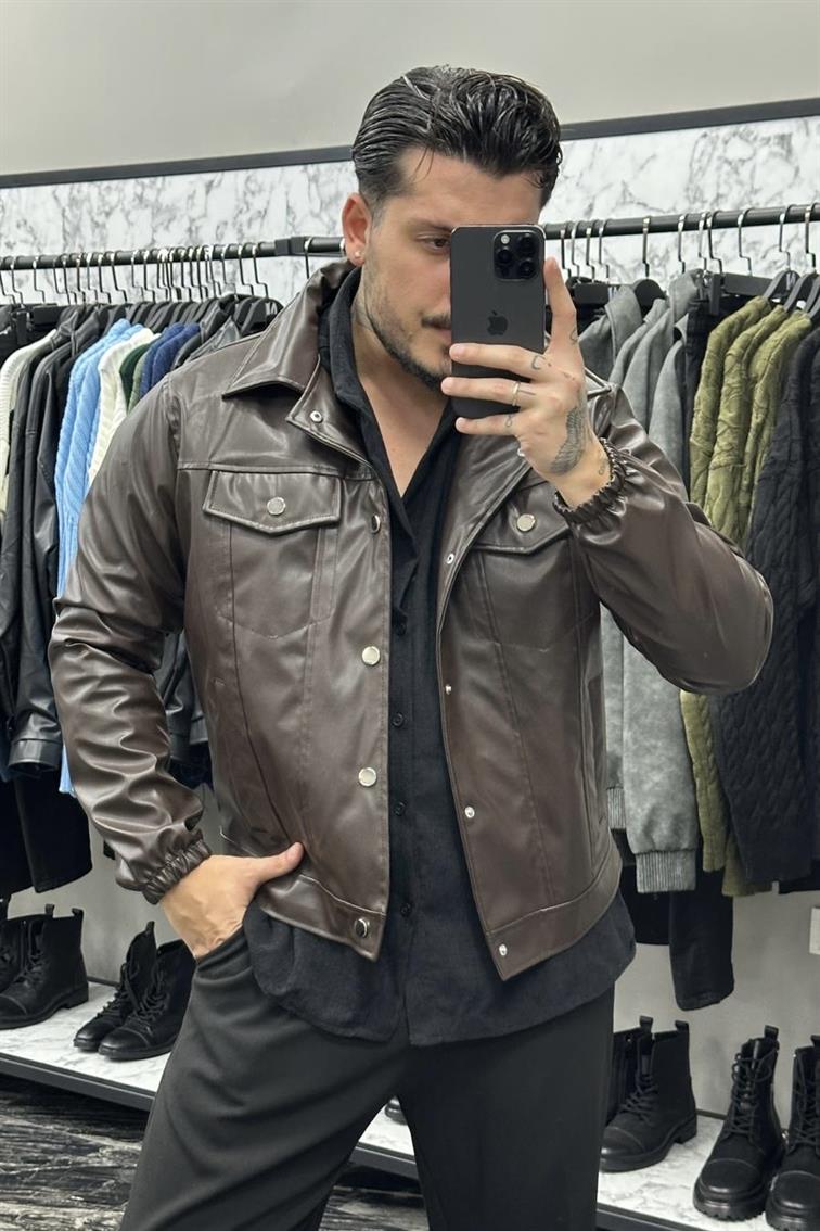 Fit Lvs Deri Ceket Kahve