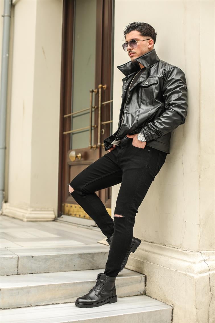 Fit Lvs Deri Ceket Siyah